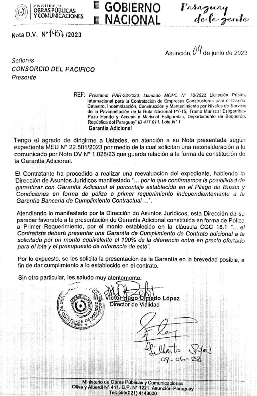 MOPC acepta cambio de aval bancario a favor de empresa del exsuegro de Marito.
